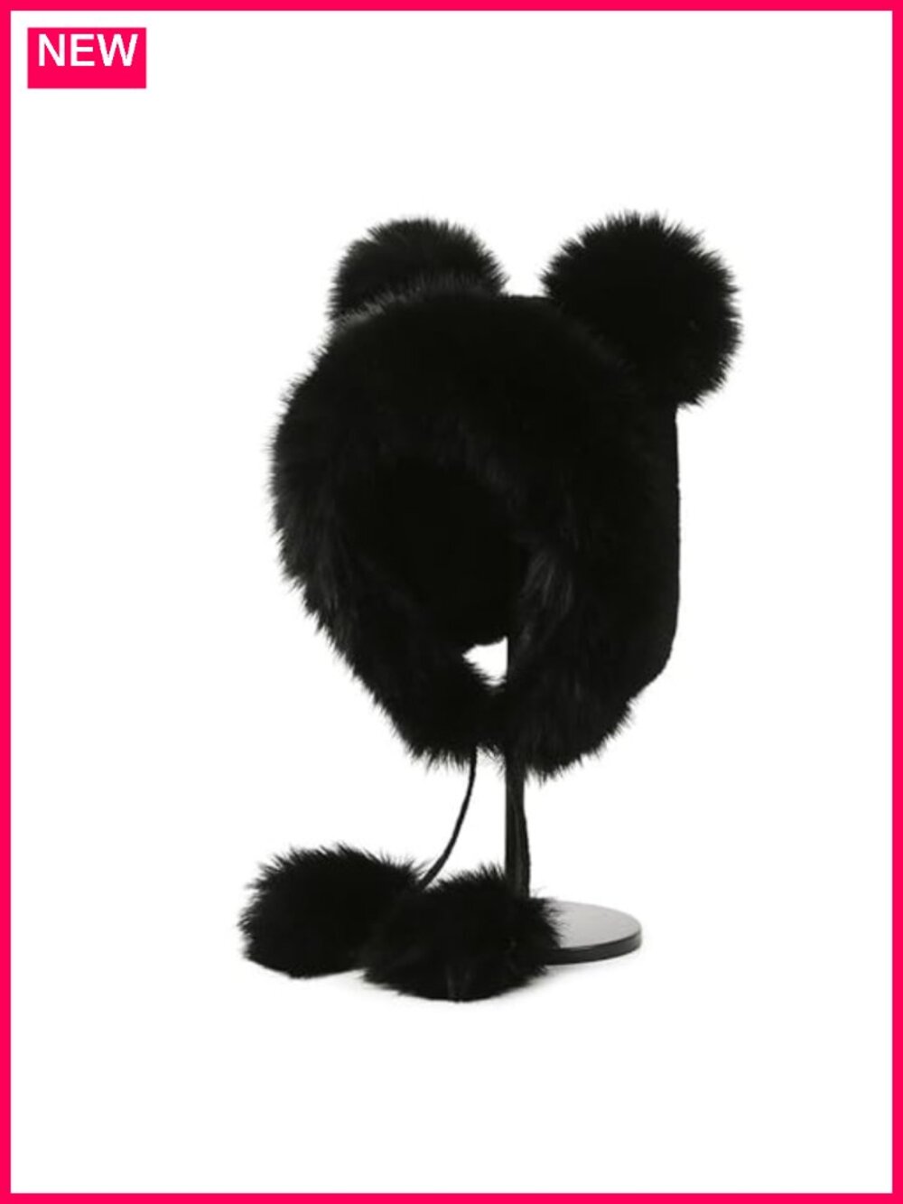 Faux Fur Bear Hat with Ears Flaps Winter Fluffy Beanie Cap for Adult Animal
